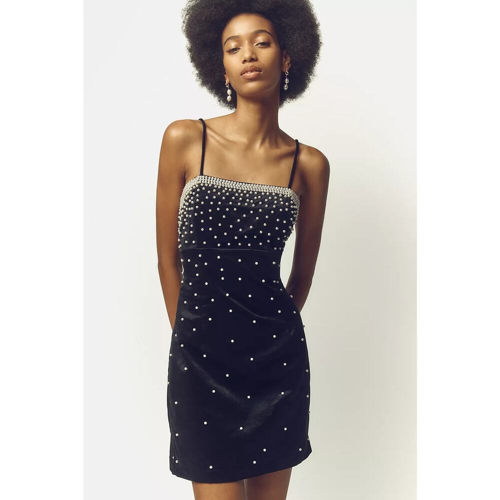 NWT Anthropologie Brynne 3D Spaghetti-Strap Dress by Maeve: Pearl Edition Size 4